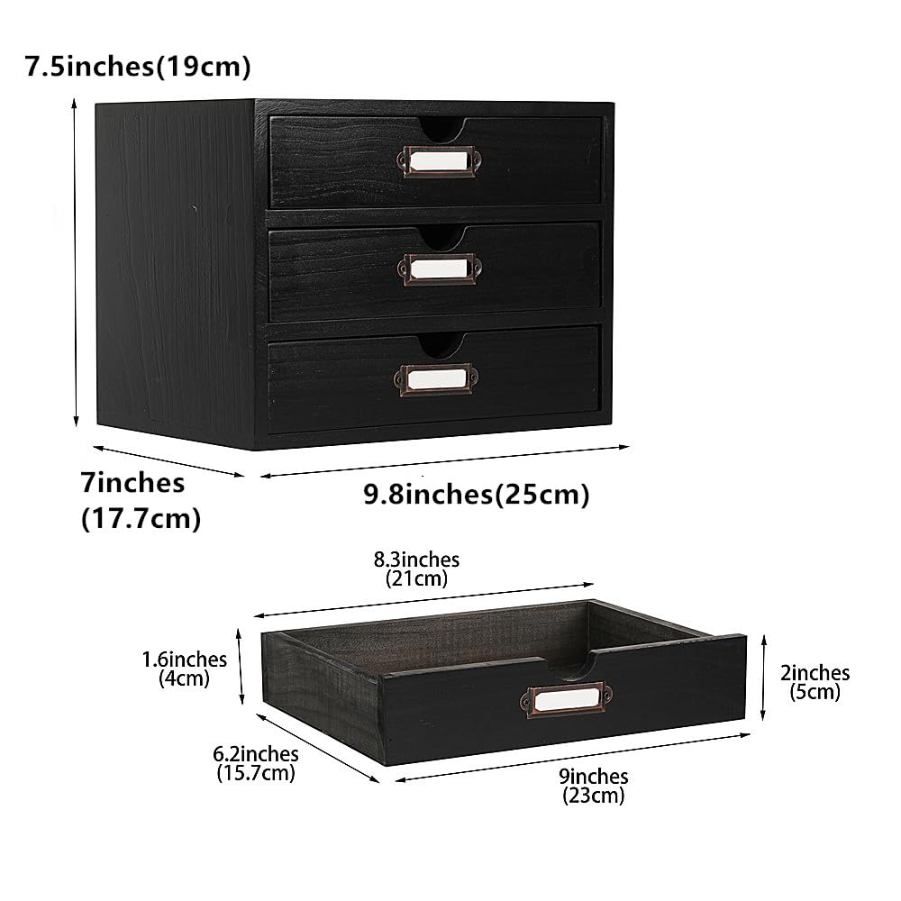 Small Wooden Drawers Wooden Box with Drawer Black