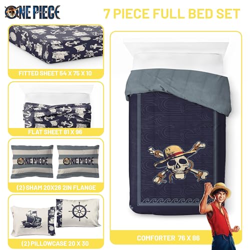 One Piece Luffy Full Comforter Set 7 Piece Soft Anime Bedding