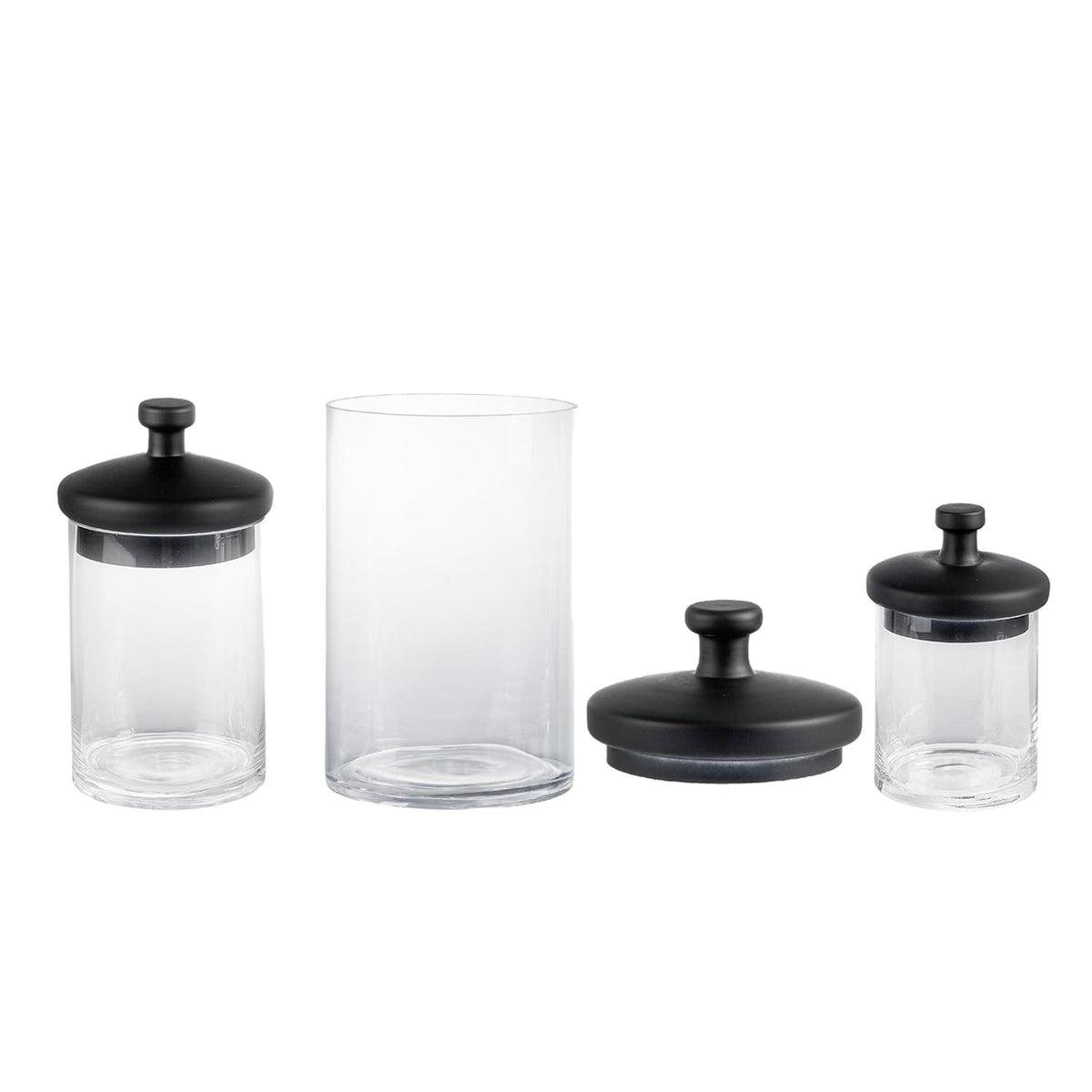 Glass Apothecary Jars with Black Lids (3 Count)