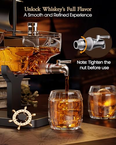 Pirate Ship Whiskey Decanter Gift Set with 2 Glasses