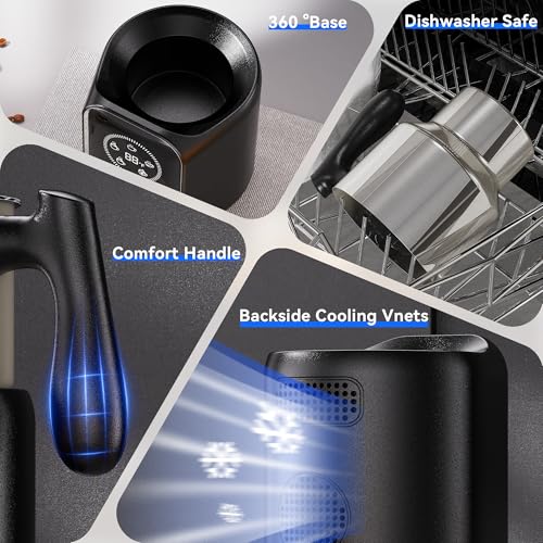 5-in-1 Milk Frother and Steamer, 21 oz Split Milk Frother, Removable Automatic Electric Milk Frother Dishwasher Safe, for Latte, Cappuccino, Hot and Cold Milk Froth, Chocolate Milk