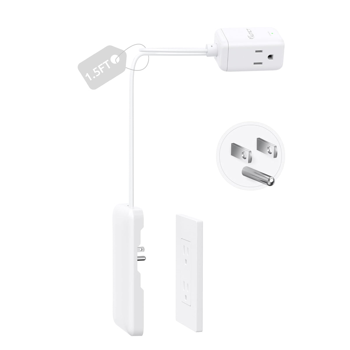 1.5FT Inverted Extension Cord & Outlet Cover