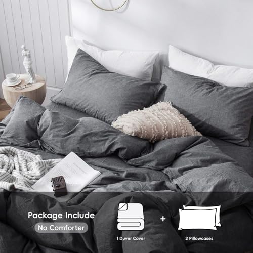 Duvet Cover Set 100% Washed Cotton Linen Like King