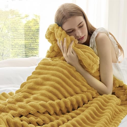 Soft Yellow Throw Blanket for Couch Decor Gifts 50"x60"