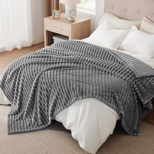 Soft King Size Blankets for Bed Frost Gray 108"x90"