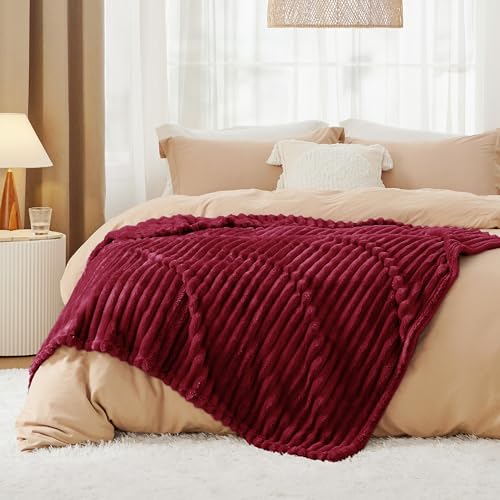 Soft Twin Blanket for Bed Decor Gifts Deep Red 60"x80"