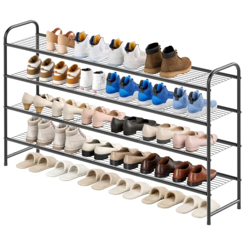 4 Tier Long Shoe Rack for Closet Metal Shoe Organizer for Entryway