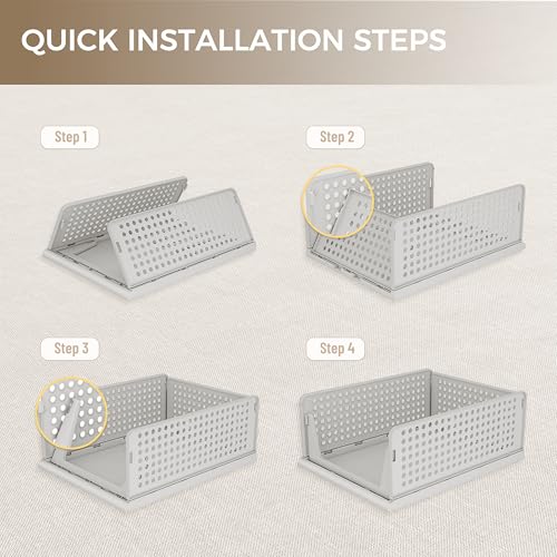 6 Pack Closet Organizer Storage Bins Stackable Plastic Drawer Shelf (6 Count)
