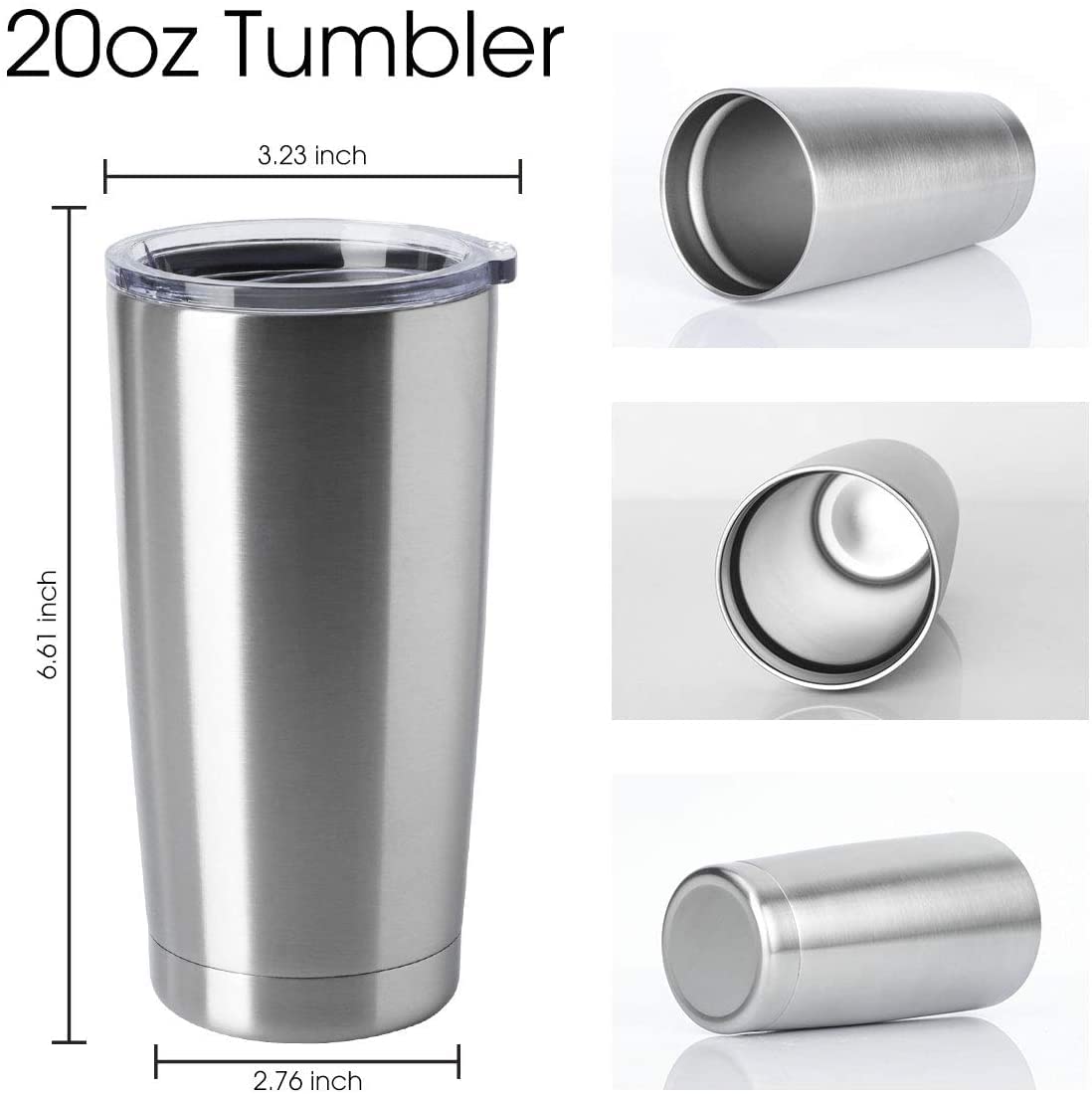 20oz Tumblers Stainless Steel Mugs with Lid Double Wall Vacuum Insulated Coffee Cups for Cold & Hot Drinks (12 Count)