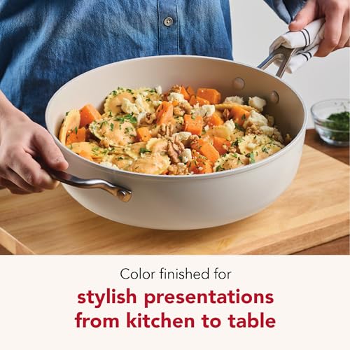 Hard Anodized Ceramic Induction Saute Pan with Lid and Helper Handle