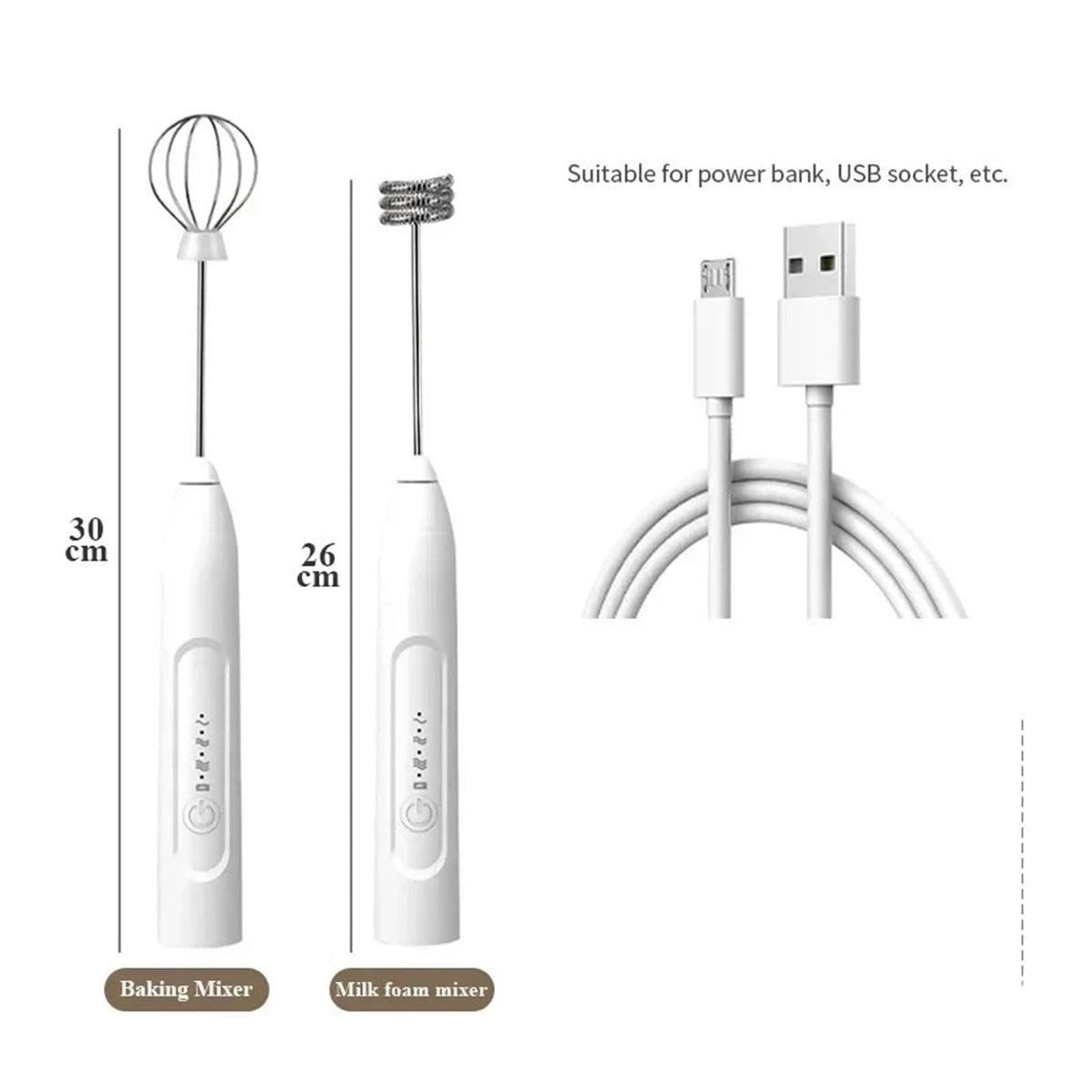Electric Milk Frother Hand Coffee Whisk for Foam Mixing Kitchen