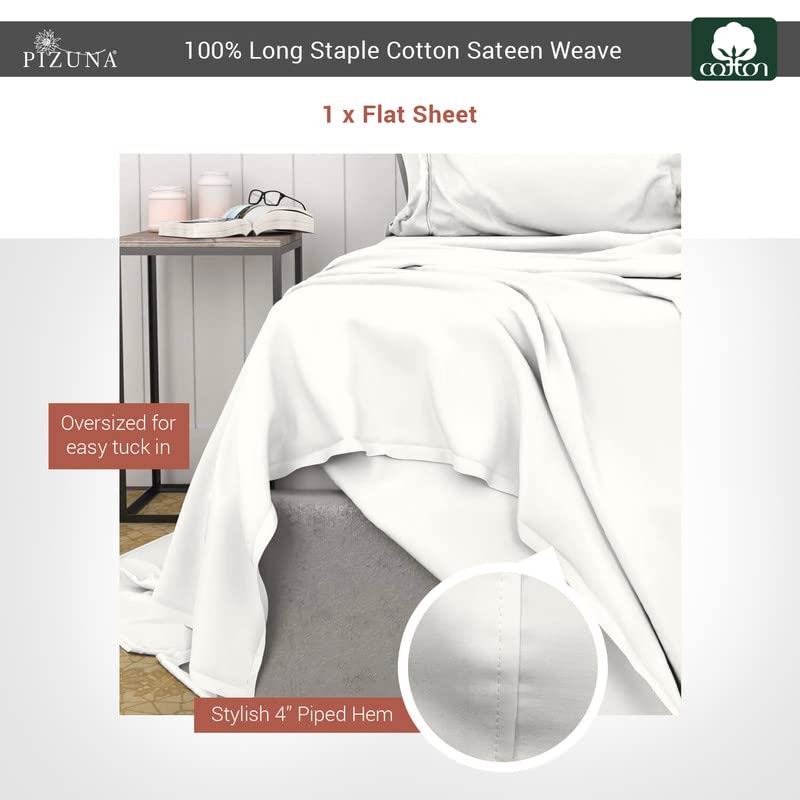 100% Cotton King Flat Sheet 400 Thread Count Off White