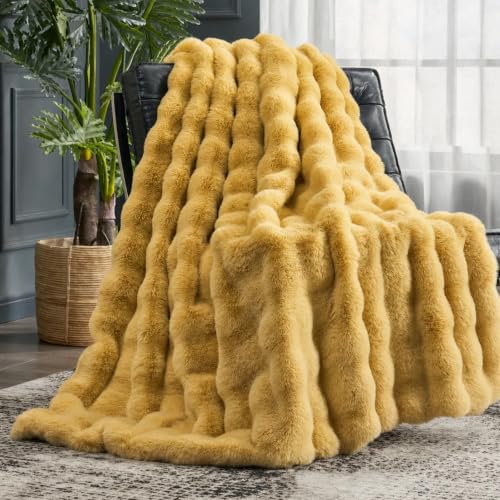 Faux Fur Throw Blanket for Couch