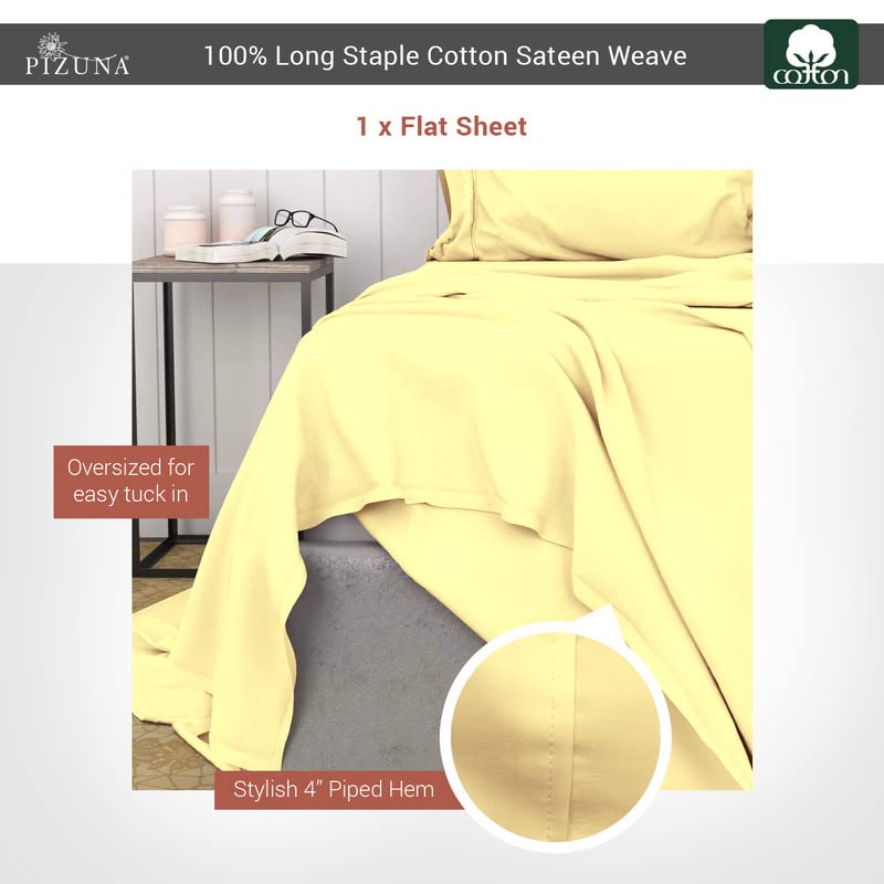 100% Cotton Queen Flat Sheet 400 Thread Count Mellow Yellow