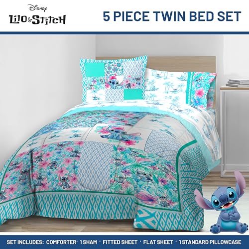 Disney Lilo and Stitch Twin Comforter Set 5 Piece Bedding for Girls