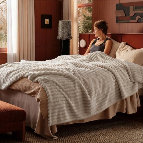 Soft Cal Size Blanket for Bed Beige 102"x96"