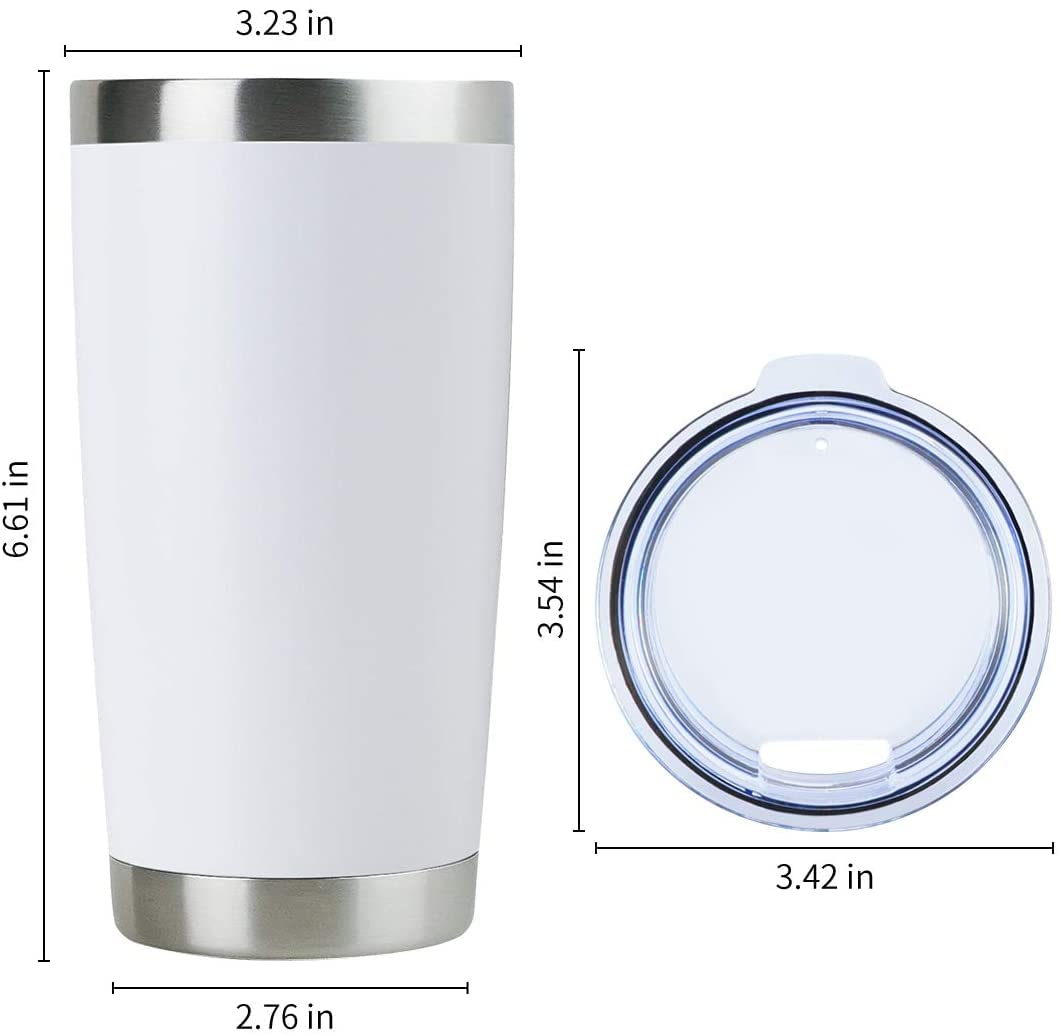 20oz Stainless Steel Tumbler Bulk with Lid (8 Count)