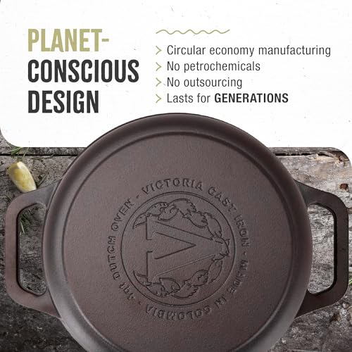 4 Quart Cast Iron Dutch Oven with Lid and Dual Loop Handles