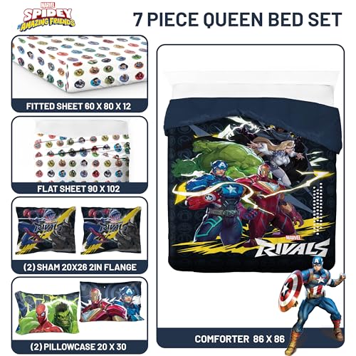 Marvel Rivals Queen Comforter Set 7 Piece Soft Bedding for Boys