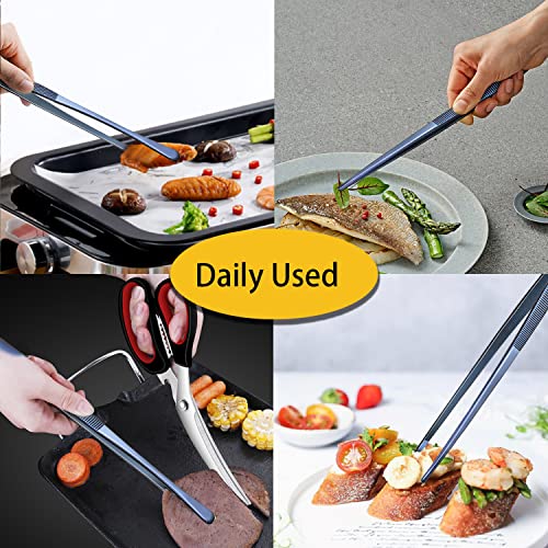 2 Pcs 12 Inch Cooking Tweezer Tongs Stainless Steel Kitchen Tweezers Plating Tongs (2 Count)