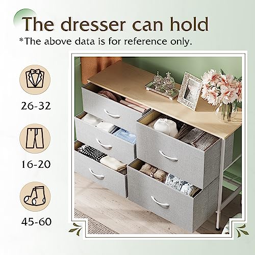 5 Drawer Fabric Dresser for Bedroom