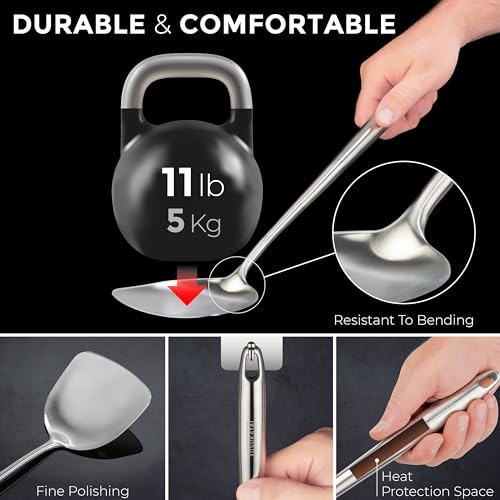 17" Stainless Steel Wok Spatula Ladle and Skimmer Spoon Set of 3 (3 Count)
