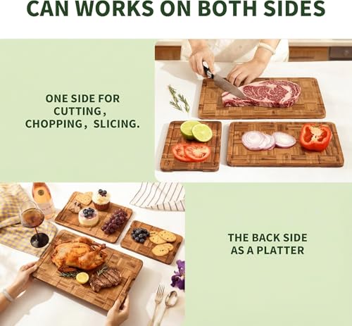 Bamboo Cutting Board for Kitchen with Juice Groove (3 Count)