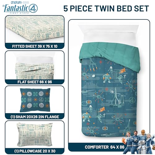 Marvel Fantastic Four Twin Comforter Set 5 Piece Superhero Bedding