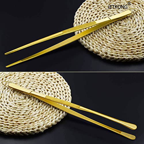 2 Pcs 12 Inch Cooking Tweezers Stainless Steel Food Tweezers Kitchen Tweezer Tongs