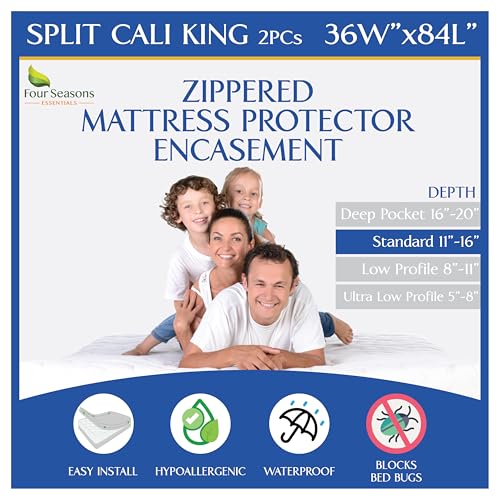 Split Cali King Mattress Encasement 36" x 84" (2 Count)