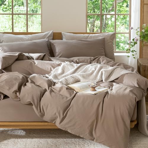 Duvet Cover Set 100% Washed Cotton Linen Like Oversized King Plus