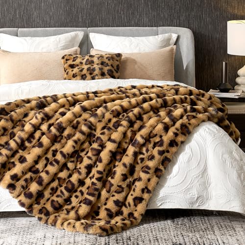 Cheetah Leopard Print Faux Fur Throw for Couch