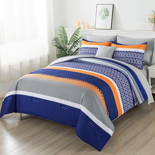8 Pieces Bed in a Bag Stripe Comforter Set King Size
