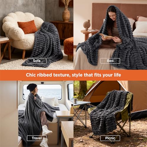 Soft Grey Throw Blanket for Couch Decor Gifts 50"x60"