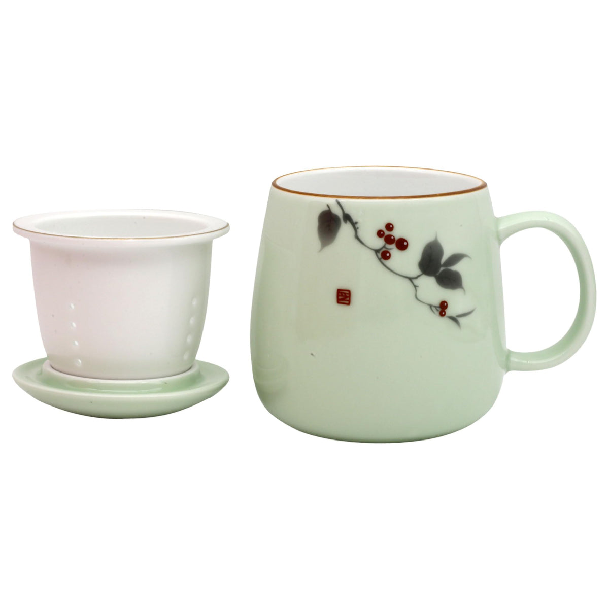 Porcelain Tea Mug With Infuser Lid 12oz Loose Leaf Tea Cup