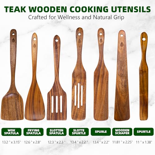 7 Pcs Teak Wooden Utensil Set (7 Count)