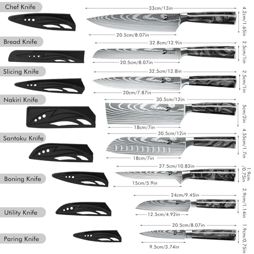 Chef Knife Sets with Roll Bag (9 Count)