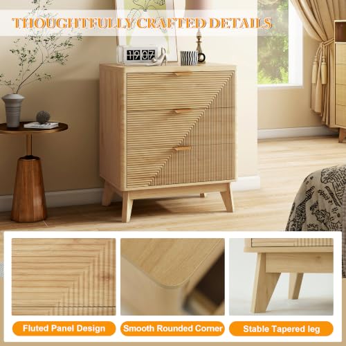 3 Drawer Fluted Nightstand