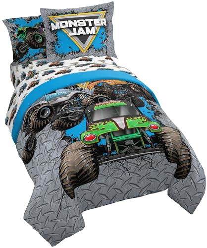 Monster Jam Full Size Comforter Set 7 Piece Kids Bedding for Boys