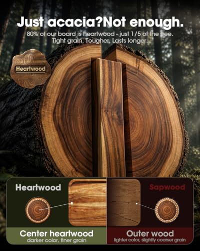 Starkbear Acacia Wood Cutting Board Set of 3 with Stand (3 Count)