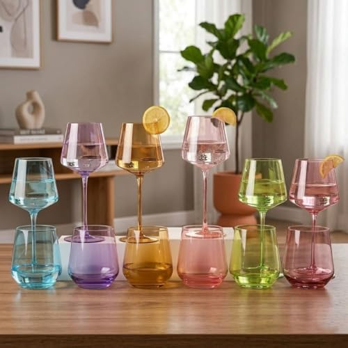 Colored Wine Glasses Set of 6 (6 Count)