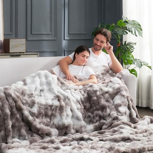 Faux Fur Throw Blanket for Bed King Size