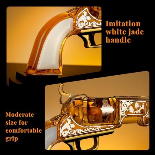 Revolver Gun Whiskey Decanter Set with 4 Glasses (5 Count)
