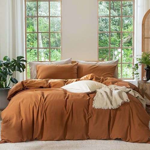 Duvet Cover Set 100% Washed Cotton Linen Like King (64 Ounce)