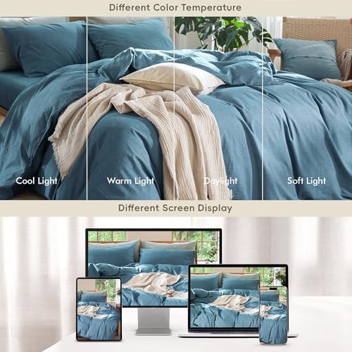 Duvet Cover Set 100% Washed Cotton Linen Like Twin (2 Count)