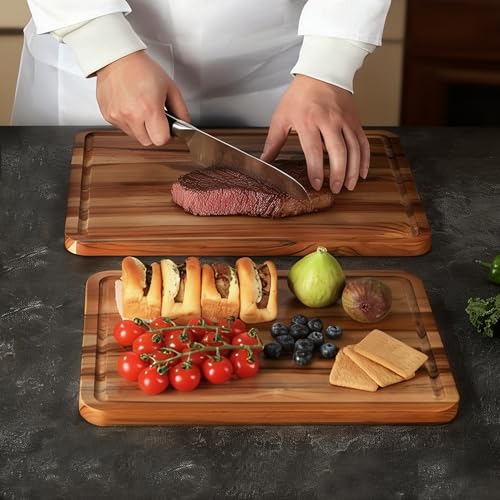2 Pack Teak Cutting Board Wood Wooden Cutting Boards For Kitchen (2 Count)