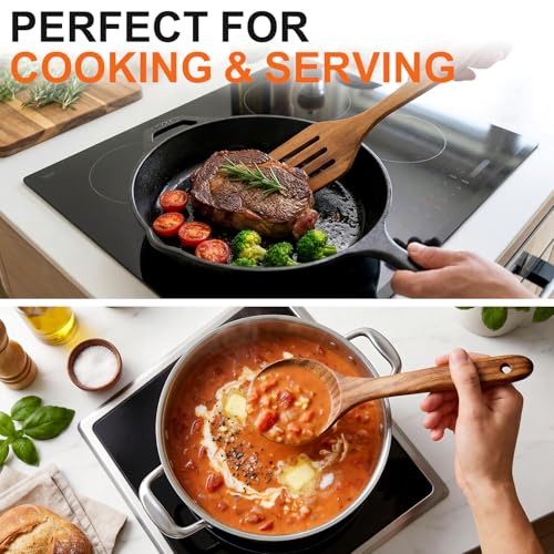 Wooden Spoons for Cooking Kitchen Utensil Set Non Toxic Acacia Wood Spatula