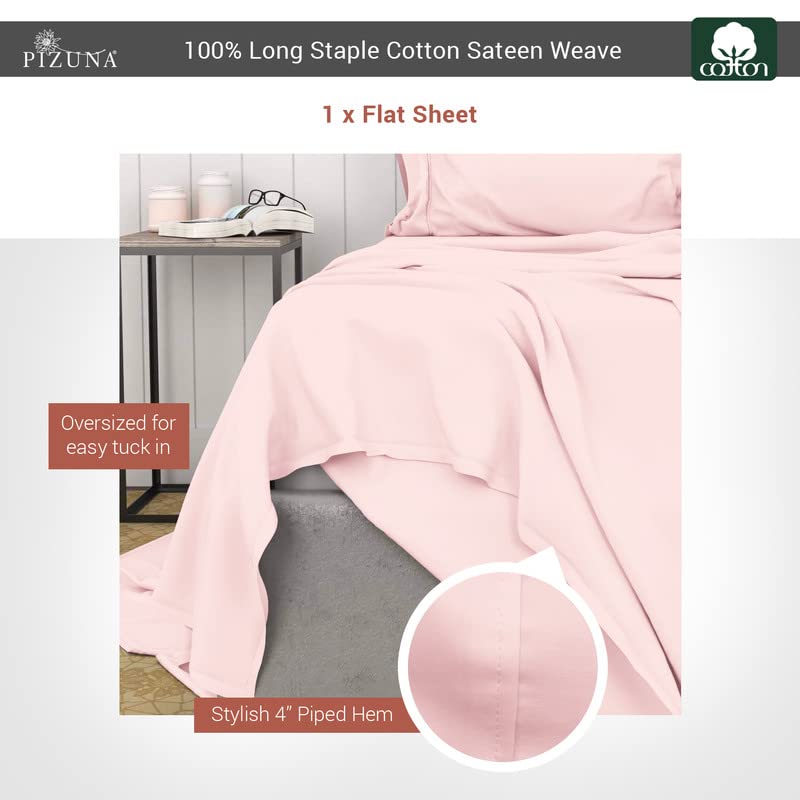 100% Cotton Queen Flat Sheet 400 Thread Count Light Pink