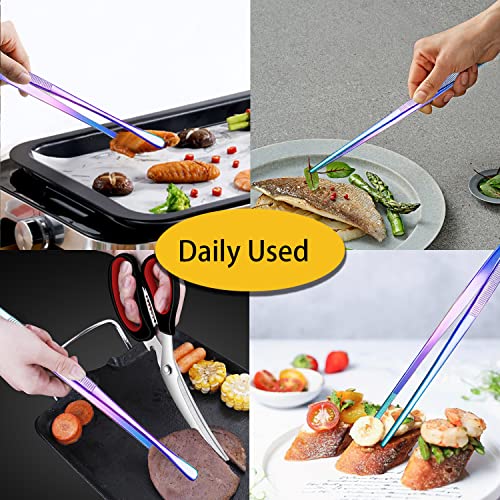 2 Pcs 12 Inch Culinary Tweezers Food Tweezers Kitchen Tweezer Tongs for Cooking (2 Count)