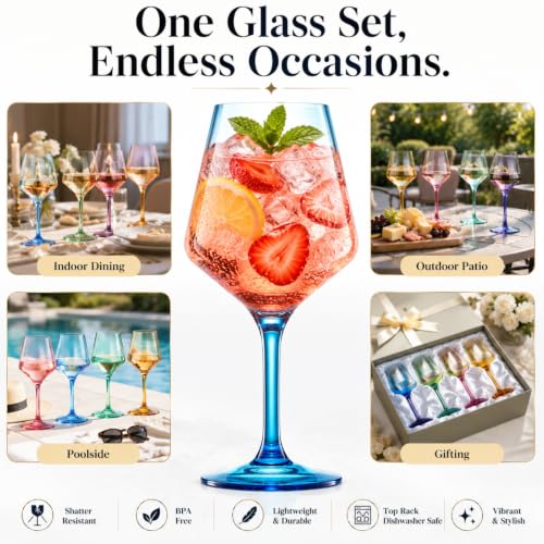 European Style Plastic Crystal Unbreakable Stemmed Wine Glasses